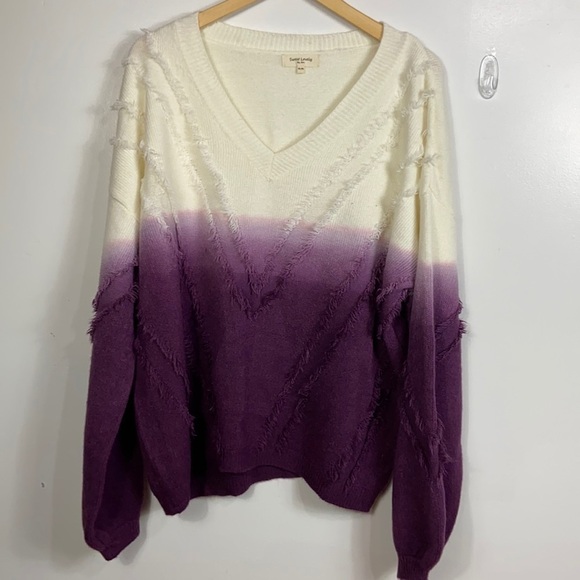 𝅺plus size umbre V neck sweater - Picture 1 of 6